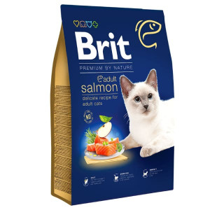 BRIT PREMIUM CAT ADULT SALMON sausā barība kaķiem Lasis 8kg